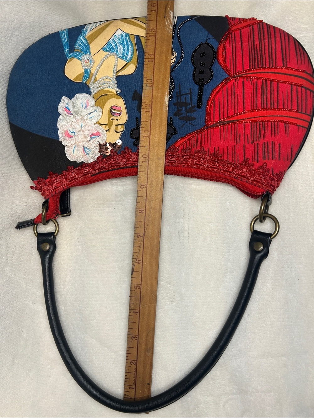 Jazz Singer Musician Retro Hobo Handbag Purse Bag Red Blue - Picture 12 of 12